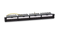 Cabeus PL-24-KJ-RJ45-Cat.6-SH-180T Патч-панель 19" (1U), 24 порта RJ-45, категория 6, полностью экранированная, с задним кабельным организатором, безинструментный монтаж (арт.033562)