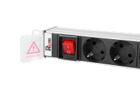 Блок силовых розеток Rem Rem-16, вертикальный, неуправляемый, IEC 60320 С13 х 10, Shuko х 15, вход IEC 320 C20, 42U, 1863х45х45 мм (ВхШхГ), 16А, выключатель, чёрный, без шнура