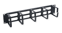 Cabeus (JB08-2U-BK) Кабельный органайзер горизонтальный 19" 2U, 5 колец, цвет черный (RAL9004), металлический