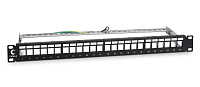 Cabeus PLB-24-SH Модульная патч-панель 19", 24 порта, 1U, для экранированных  модулей, с задним кабельным организатором (без модулей)