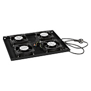 Cabeus TRAY-60-BK Модуль вентиляторный с 4-я вентиляторами для установки в напольные шкафы серии SH-05C, ND-05C глубиной 600мм, цвет черный (RAL 9004)
