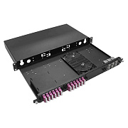 Cabeus ODF-19-4K-S-BK-T Кросс оптический стоечный, 19, до 4 кассет MPO/MTP, выдвижная панель, (без кассет), черный