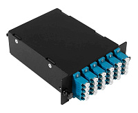 Cabeus FO-4K-6QLC/U-2MPO/A(m)-SM(A1)-BK-T Оптическая кассета в сборе, розетки LC/SM-quad - 6шт. - MPO/APC - 2шт., гидра MPO/APC Male - 12LC/UPC - 2шт., SM(G.652.D), черная