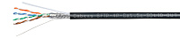 Cabeus SFTP-4P-Cat.5e-SOLID-OUT-LSZH-UV Кабель витая пара экранированная SFTP (SF/UTP), категория 5e, 4 пары (24 AWG), одножильный, для внешней прокладки (+75 C - -40 C), LSZH-UV (305 м)
