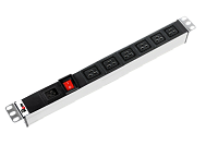 Гор блок розеток Rem-16, 1×16, выкл, 6C19, 19", вход C20, R-16-6C19-V-440-Z