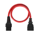 Шнур питания термостойкий с фиксатором IEC60320 C19 / IEC60320 C20, 16А, 250В (3×2,5), 0,5м, красный, R-16-Cord60-C19-C20-0.5-Red