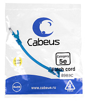 Cabeus PC-UTP-RJ45-Cat.5e-0.15m-BL-LSZH Патч-корд U/UTP, категория 5е, 2xRJ45/8p8c, неэкранированный, синий, LSZH, 0.15м