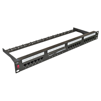 Патч-панель 19" Кат.5е 24 порта с организатором SYSMATRIX PP 1901U.S245EU.M