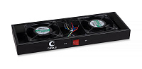 Cabeus TRAY-FAN2-BK Модуль вентиляторный с 2-я вентиляторами для установки в настенные шкафы серии SH-05F, цвет черный (RAL9004)