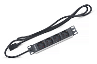 Cabeus PDU-4P-2IEC Блок силовых розеток Для шкафа 10", горизонтальный, 4 розетки, 10 A, без выключателя, алюминиевый корпус, шнур 2 м, вилка IEC 320 C14