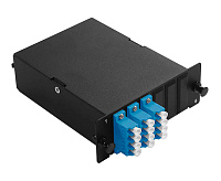 Cabeus FO-4K-3QLC/U-1MPO/A(m)-SM(A1)-BK-T Оптическая кассета в сборе, розетки LC/SM-quad - 3шт. - MPO/APC - 1шт., гидра MPO/APC Male - 12LC/UPC - 1шт., SM(G.652.D), черная