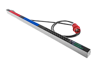 Верт блок розеток Rem-2MC, монит, измер, 3×16A, 36C13, 1420мм, шнур 3м IEC309, R-2MC3-3x16-36C13-MI-1420-3-3PN