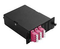 Cabeus FO-4K-3QLC/U-1MPO/U(m)-MM504-BK-T Оптическая кассета в сборе, розетки LC/MM-quad - 3шт. - MPO/UPC - 1шт., гидра MPO/UPC male - 12LC/UPC - 1шт., MM50(ОМ4), черная
