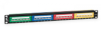 Cabeus PLCOL-24-Cat.5e-Dual IDC Патч-панель 19" (1U), 24 портов RJ-45, категория 5e, Dual IDC, цветная панель, угол портов 45 градусов